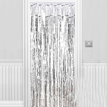 Işıltılı Duvar ve Kapı Perdesi Gümüş 90x200 cm (3984)